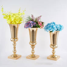 Металлическая ваза для цветов, золотой подсвечник, свадебные украшения, дорожный свинец, высокие держатели для цветов 40 см и 43 см 2024 - купить недорого