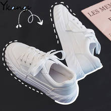 New Pu Leather Low-top Breathable Women's Vulcanized Shoes 2021 Summer Korean Style Lace-up White Outdoor Casual Ladies Sneakers 2024 - buy cheap