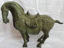 Счастливый Китайский Бронзовый Дракон Феникс война Стенд Тан Лошадь Статуя Скульптуры 2024 - купить недорого