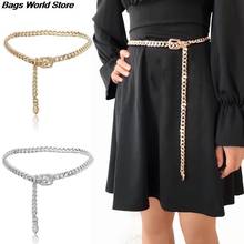 Cinturón elegante de cadena de Metal para mujer, Cinturón fino salvaje, decoración de vestido, bohemio, 1 pieza, nuevo 2024 - compra barato