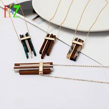 F.J4Z Trend Women Pendant & Necklaces Designer Alloy Wooden Resin Bars Pendants Long Female Geo Necklace Jewelry Gifts Dropship 2024 - buy cheap