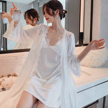 Summer Lady Night Dress Lace Trim Mini Nightgown Satin Sleepwear V-neck Nightdress Casual Home Dressing Gown Negligee 2024 - buy cheap