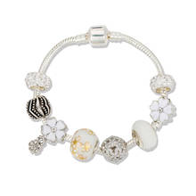 VIOVIA-pulsera con diseño de flores blancas para mujer, brazalete con cuentas de Color blanco, compatible con Pulsera Original, regalo de joyería artesanal, B20019, 2020 2024 - compra barato