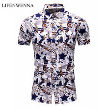 Lifenwenna, camisa masculina havaiana para o verão, camiseta de manga curta masculina com estampa personalizada, plus size, camisa de praia e férias 2024 - compre barato