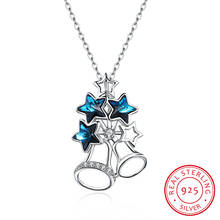 925 Solid Sterling Silver Small Bell Necklace Women Girl Sweet Star Blue Crystal Necklace For Fine Jewelry 2024 - buy cheap