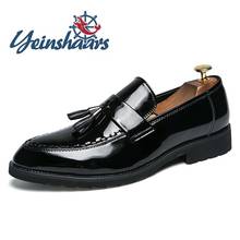 Mocassins de couro masculinos, casual, luxuoso, negócios, sapatos formais, bureau, sapatos clássicos brilhantes, oxford, sapatos masculinos, vestido de casamento, borla 2024 - compre barato