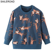 SAILEROAD Animal Tiger Print Мальчики с капюшоном для детей Толстовки Baby Boy Одежда Осень-Зима с длинным рукавом Хлопок Толстовка 2024 - купить недорого