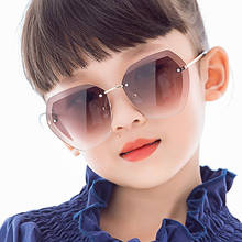 Child Cute Oval Rimless Frame Sunglasses Children Kids Gray Pink Blue Lens Fashion Boys Girls UV400 Protection Eyewear 2024 - buy cheap