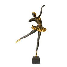 Estatua de bailarina de bronce alta, escultura de bailarina de Ballet femenina occidental, arte moderno, decoración de escritorio para el hogar de Oro Grande 2024 - compra barato