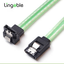 Lingable SATA 3.0 III SATA3 7pin Data Cables 6Gb/s SSD Right Angle Cable HDD Hard Disk Drive Cord Cabo Transparent Green Color 2024 - buy cheap