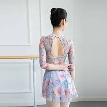 Vestido de Ballet profesional para niñas, Ropa de baile de manga 3/4 con estampado de patrón, Mallas de gimnasia de cuello alto 2024 - compra barato