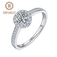 Anel 0.5ct vvs1 moissanite diamante auréola engagment anéis para casamento feminino pulseira de balé 925 prata esterlina 2024 - compre barato