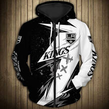 Los Angeles men's casual 3D zipper hoodie Stitching graffiti silver crown print Kings sweatshirt 2024 - buy cheap