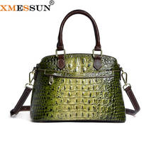 XMESSUN New Genuine Leather Retro Handbags Fashion Crocodile Pattern Cowhide Shoulder Messenger Bag Female Travel Shopping Bags 2024 - buy cheap