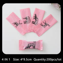 100 pçs/lote fosco artesanal nougat envoltório saco de desenhos animados animais rosa festa de chá de bebê sacos de doces plástico baptismo açúcar embalagem 2024 - compre barato