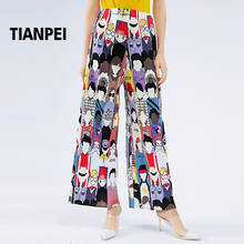 Tianpei original pintados à mão designer dos desenhos animados impresso em linha reta calças estéticas plus size streetwear feminino estilo coreano 2024 - compre barato