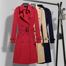 2020 New Spring Autumn Women Double Breasted Long Trench Coats Khaki Slim Belt Cloak Windbreaker Female Plus Size Outerwear P194 2024 - buy cheap