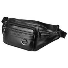 Men Leather Waist Chest Bags Pouch Single Shoulder Cross Body Bags Natural Skin Hip Bum Fanny Belt Pack High Quality 2024 - buy cheap