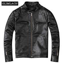 Plus Size 5XL 100% Cowhide Jacket Men Autumn Real Leather Motorcycle Biker Mens Jackets Stand Collar Short Genuine Leather Coat 2024 - buy cheap