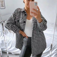 BLSQR 2020 Winter Women Houndstooth Coat Jacket Casual High Quality Warm Overcoat Fashion Long Shirt Jacket 2024 - buy cheap