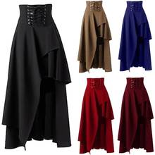Steampunk Vintage Women Ladies Maxi Skirt Solid color Lace Up High Waist Irregular Mid-calf Party streetwear Size S/M/L/XL/XXL 2024 - buy cheap