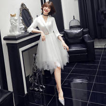 White Short Chinese Oriental Party Wedding Female V-Neck Cheongsam Bridesmaid Evening Dress Elegant Celebrity Banquet Dresses 2024 - buy cheap
