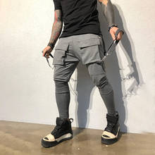 2021 New Hip Hop Gray Multi-Pocket Men Pants Cotton Track Pants Joggers Sweatpants Casual Zip Pocket Sweat Pants 2024 - buy cheap
