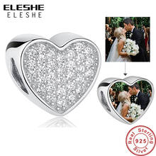 Abalorios de corazón de plata esterlina 925 personalizados, cuentas de cristal de CZ, aptas para pulsera, abalorios personalizados de amor con foto, joyería artesanal 2024 - compra barato