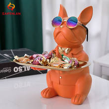 Cool Dog Piggy Bank Figurine with Creative Storage Tray Table Decorative Resin art Sculpture Figurines Home decor Ornaments 2024 - buy cheap