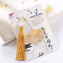 Vintage Chinese Style Gold Metal Hollow Ginkgo Leaf Tassel Bookmark Stationery Book Folder Office School Supplies 2024 - buy cheap