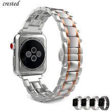 Ремешок из нержавеющей стали для Apple watch band 44 мм 42 мм металлический браслет-бабочка iWatch series 5 4 3 2 38 40 42 44 мм 2024 - купить недорого