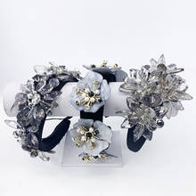 Diadema de cristal gris con diamantes de imitación para mujer, accesorios para el cabello para boda, aro de hojas con perlas, diademas hechas a mano para novia, Wome 2024 - compra barato