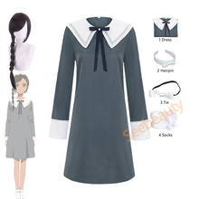 Anime maravilha ovo prioridade neiru aonuma cosplay traje manga longa cinza vestido longo peruca trança festa de halloween vestido feminino 2024 - compre barato