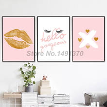 Moda mulher rosa decoração da parede belas meninas cílios lona pintura moderna impressão a óleo cartaz imagem para sala de estar em casa 2024 - compre barato