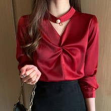 Fashion Women Spring Autumn Blouses Women Casual Long Sleeve V-neck Loose Solid Button Shirts Tops Women Clothes Blusas DF3320 2024 - buy cheap