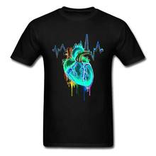 Men's Tees Painting The Creative Brain Heartbeat T Shirts High Quality Short Sleeve All Cotton Crewneck Men T-shirts Funny Tops 2024 - buy cheap