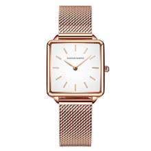 Hannah Martin HM-108 женские розовые золотые Простые Модные Повседневные брендовые наручные часы, роскошные женские водонепроницаемые квадратные часы 2024 - купить недорого