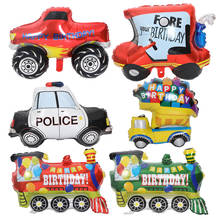 Balão de carro dos desenhos animados brinquedo polícia carro caminhão trem crianças brinquedo festa de aniversário decoração filme de alumínio balão atacado 2024 - compre barato