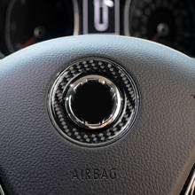Автомобильная панель на руль из углеродного волокна, накладка с логотипом для VW Golf 6 7 MK6 MK7 Jetta MK5 Passat B6 B7 Polo Skoda Octavia Fabia 2024 - купить недорого