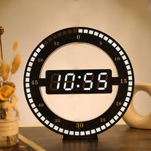Цифровые настенные часы, светодиодный, с двойным затемнением, современные, Круглые, для домашнего декора, вилка стандарта США и ЕС 2024 - купить недорого