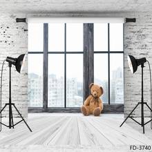 Bear Window Scenery Wooden Board Photo Background Photophone Portrait Photography Backdrops Props Studio Shoot For Baby Child 2024 - buy cheap