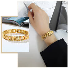 Chunky Gold Color Metal Chain Bracelets for Women Female Party Jewelry Stainless Steel Wristband Gifts for Her Accessory 7.08" 2024 - buy cheap