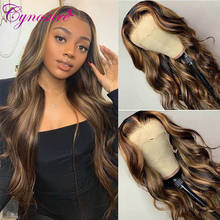 Cynosure-peruca lace front de cabelo humano feminina, 13x4, contorno frontal ondulado brasileiro, para mulheres negras 2024 - compre barato