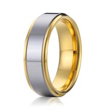 Aliança bicolor de titânio para casamento, joias masculinas e femininas, anel de aço inoxidável 2024 - compre barato