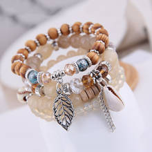 Fashion Beaded Bracelets & Bangles for Women 2022 Vintage Bohemian Shell Leaf Multilayer Bracelet Charm Boho Jewelry 2024 - buy cheap