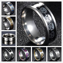 Anel de caveira de aço inoxidável, anel da moda para homens, cores dourado/prateado/preto/azul, brilhante com patinhas, para casamento, noivado 2024 - compre barato