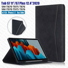 Capa para tablet com suporte para lápis, galaxy tab s7 plus 12.4 ", t970, magnética, capa inteligente, galaxy tab s7 11", t870 2024 - compre barato