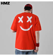 HMZ Smiley Print Tshirts Harajuku Casual Streetwear Tops Hip Hop Tees Men Summer Short Sleeve T Shirts Daily Top Fashion Tee Man 2024 - buy cheap