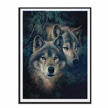 Rhinestone Painting Crystal Home Decor DIY Full Square Diamond Painting Wolf In Dark Cross Stitch Pattern Diamond Embroidery 2024 - buy cheap