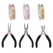 Kits de herramientas de joyería DIY, con 3 rollos de alambre de cobre de 0,6mm, alicates de acero al carbono, alambre para fabricación de joyas DIY 2024 - compra barato